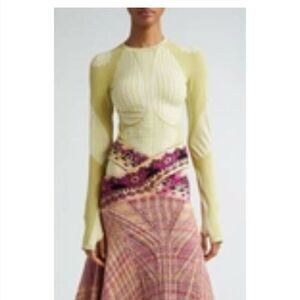 PAOLINA RUSSO Optical Gingham Long Sleeve Top